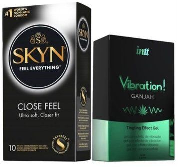 Набор из SKYN Close Feel (10 шт) + Жидкий вибратор Intt Vibration Ganjah (15 мл) SOS9809 фото