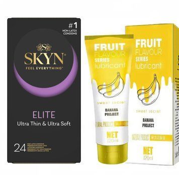 Набір : SKYN Elite (24 шт) та Лубрикант OLO SWEET SECRET с ароматом банана 120ml SOS48 фото