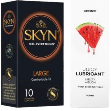Комплект Лубрикант Satisfyer Juicy Melty Melon 300 мл + SKYN Large 10 шт SOS12915 фото