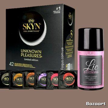 Набір SKYN Pleasures, 42 шт-6 видів + Гель Sensuva - Lic-o-licious Cotton Candy (50 мл) SOS5116 фото