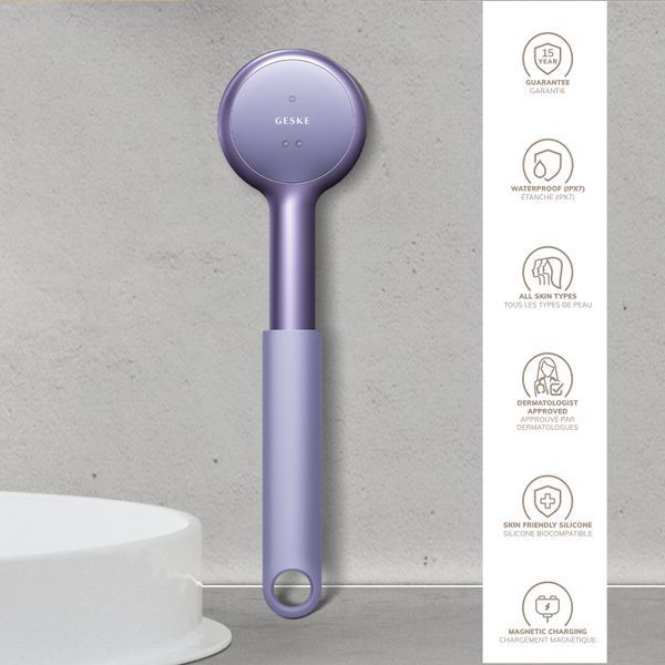 Звуковая светодиодная щетка для всего тела GESKE Sonic LED Full-Body Brush&Intensive Exfoliator 9в1 purple HB0391 фото