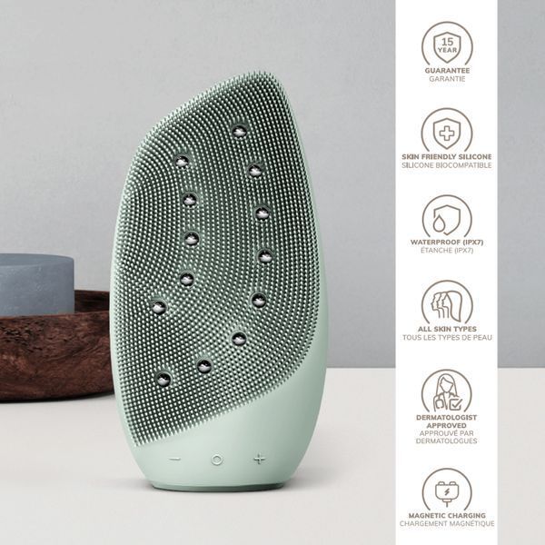 Очистительная щетка для лица GESKE Sonic Thermo Facial Brush&Face-Lifter 8в1 green HB0096 фото