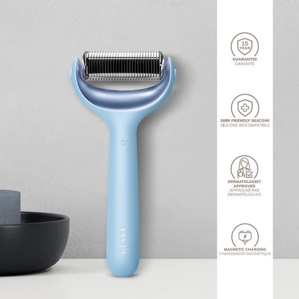 Электронный роллер для лица и тела с микроиглами GESKE MicroNeedle Face&Body Roller 8в1 aquamarine HB0204 фото