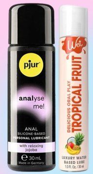 Набор лубрикантов pjur analyse me! Relaxing jojoba silicone 30 мл + Wet Oral Play Tropical Explosion (30 мл) LB610 фото