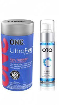 ONE UltraFeel 2-in-1 Pack 10 шт та Лубрикант OLO Охолоджуючий 60 мл SOS636 фото