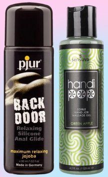Набор лубрикантов pjur backdoor anal Relaxing jojoba silicone 30 мл + Sensuva Handipop Green Apple (125 мл) LB710 фото