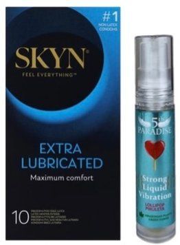 Набор из SKYN Extra Lube (10 шт) + Жидкий вибратор 5th Paradise Liquid Vibrator &mdash; Леденец (10 мл) SOS10161 фото