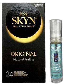 Набор из SKYN ORIGINAL 24 шт. + Жидкий вибратор 5th Paradise Liquid Vibrator &mdash; Энергетический напиток (10 мл) SOS9965 фото