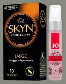 Комплект SKYN Large 10 шт + Гель System JO Oral Delight Strawberry Sensation (30 мл) SOS5565 фото