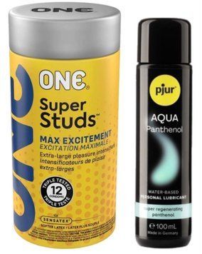 Комплект 12 шт ONE Super Studs + Pjur Aqua Panthenol 100 мл SOS13117 фото