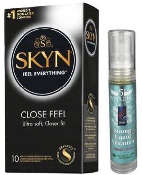 Набор из SKYN Close Feel (10 шт) + жидкий вибратор 5th Paradise Liquid Vibrator - Энергетический напиток (10 мл) SOS9765 фото