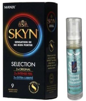 Набор SKYN Selection (9 шт) + Жидкий вибратор мощный вкус: энергетический напиток, 10 мл 5th Paradise SOS9655 фото