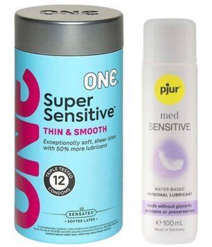 Набор ONE Super Sensitive Pack 12 шт. + Лубрикант Pjur MED Sensitive Glide 100 мл SOS13018 фото