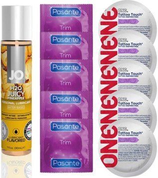 Набор 10 шт Pasante TRIM и ONE Tattoo Touch + System JO H2O &mdash; Juicy Pineapple (30 мл) SOS4880 фото