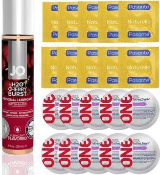 набор 20 шт Pasante + ONE + System JO H2O Cherry Burst (30 мл) SOS4684 фото