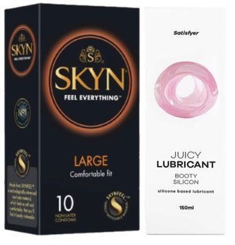 Комплект Лубрикант Satisfyer Juicy Lubricant Booty Silicon 150 мл + SKYN Large 10 шт SOS12665 фото