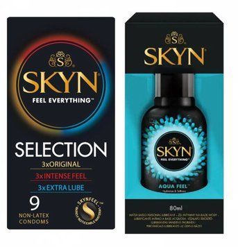 Набір : Skyn Selection &ndash; 9 шт та Лубрикант SKYN AQUA FEEL 80 мл SOS684 фото