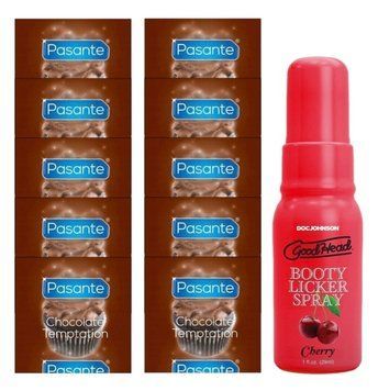 Pasante Chocolate Temptation 10 шт + Doc Johnson Booty Licker Spray &ndash; Cherry (29 мл) SOS14009 фото