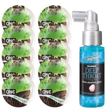 Комплект ONE Mint Chocolate 10 шт + Doc Johnson GoodHead Juicy Head Dry Mouth Spray Cotton Candy (59 мл) SOS13859 фото