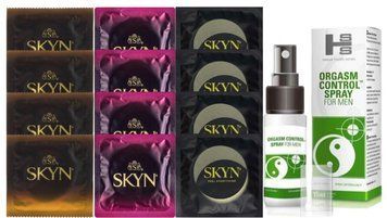 Комплект: Пролонгатор SHS Orgasm Control Spray 15 мл + 8 шт. SKYN + 4 шт. SKYN Pina Colada SOS10883 фото