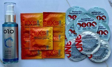 Набор EXS Delay 5шт + ONE UltraFeel 5шт + Лубрикант охлаждающий OLO 60 мл SOS3559 фото