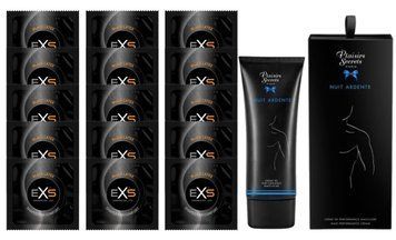 Комплект EXS Black Latex 15 шт + Plaisirs Secrets Nuit Ardente Cream (60 мл)  SOS14626 фото