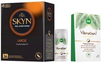 Набір з SKYN Large (36 шт) + Рідкий вібратор Intt Vibration Coconut Vegan (15 мл) SOS9915 фото