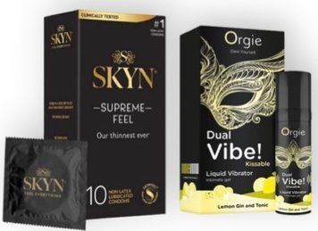 Skyn Supreme Feel 10 шт + Orgie Dual Vibe! Lemon Gin And Tonic 15 мл SOS7114 фото
