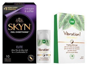 Набор из SKYN Elite (10 шт) + Жидкий вибратор Intt Vibration Coconut Vegan (15 мл) SOS9715 фото