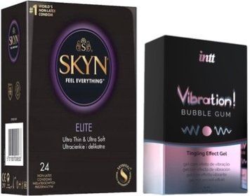 Набір з SKYN Elite (24 шт) + Рідкий вібратор Intt Vibration Bubble Gum (15 мл) SOS10111 фото