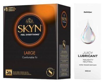 Комплект Лубрикант Satisfyer Juicy Lubricant Naughty Neutral 300 мл + SKYN Large 36 шт SOS12765 фото