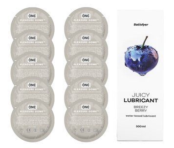 Комплект 𝐎𝐍𝐄 𝐃𝐨𝐦𝐞 10 шт. + Лубрикант Satisfyer Juicy Lubricant Breezy Berry (300 мл) SOS12213 фото