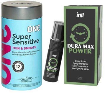 Набор из ONE Super Sensitive Pack 12 шт + Пролонгатор Intt Dura Max Power (12 мл) SOS9405 фото