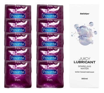 Комплект Pasante TRIM 10шт. + Лубрикант Satisfyer Juicy Lubricant Sparkling Water 300 мл SOS11714 фото