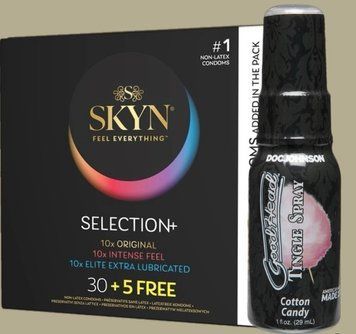 Комплект Skyn Selection 30 шт + 5 of 5 Senses , 35 шт + Спрей Doc Johnson GoodHead Tingle Spray - Cotton Candy (29 мл) SOS5515 фото