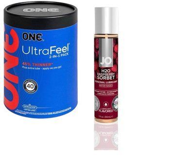ONE UltraFeel 2-в-1. 40 шт+ Смазка на водной основе System JO H2O &mdash; RASPBERRY SORBET SOS6437 фото