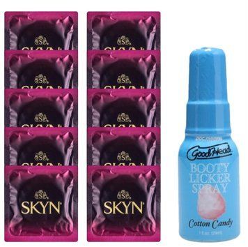 Комплект SKYN Cherry Sunrise 10 шт + Doc Johnson GoodHead Booty Licker Spray Cotton Candy (29 мл) SOS13667 фото