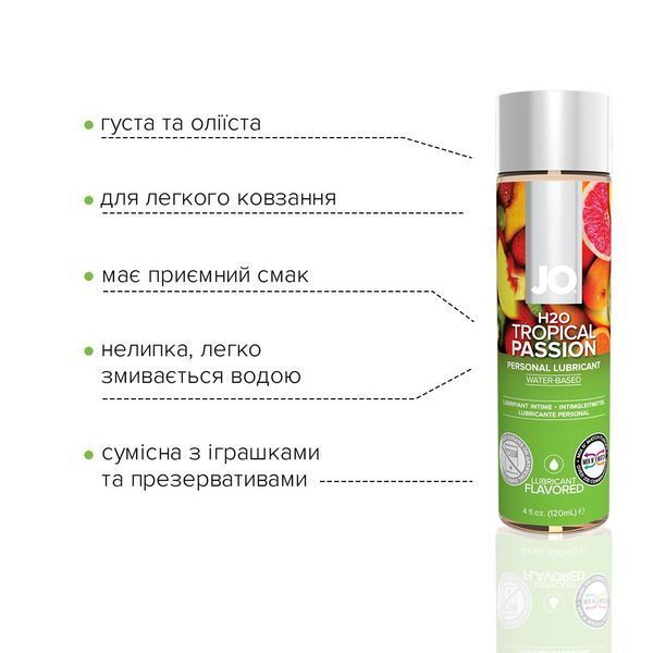 Змазка на водній основі System JO H2O &mdash; Tropical Passion (120 мл) без цукру, рослинний гліцерин SO1674 фото