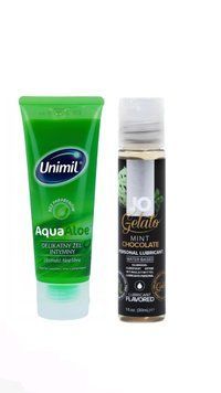 Набор лубрикантов Unimil Aloe 80 мл + System JO GELATO Mint Chocolate (30 мл) LB167 фото