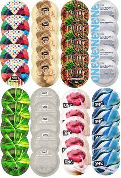 Набір з 40 шт ONE Ribs + ONE Vanish + ONE Tattoo + ONE Sensitive + ONE Glowing + ONE Dome + ONE Bubblegum + ONE Fresh Mint SOS8314 фото