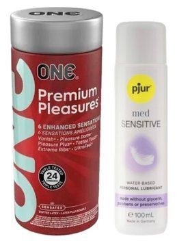 Набор ONE Premium Pleasures 24 шт. + Лубрикант pjur MED Sensitive glide 100 мл SOS13013 фото