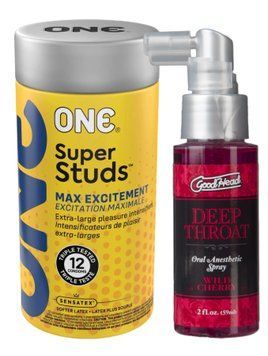 Комплект 12 шт ONE Super Studs + Спрей Doc Johnson GoodHead DeepThroat Spray - Wild Cherry 59 мл SOS6194 фото