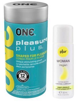 Набор ONE Pleasure Plus 12 шт + Лубрикант Pjur Woman Vegan 30 мл SOS13063 фото