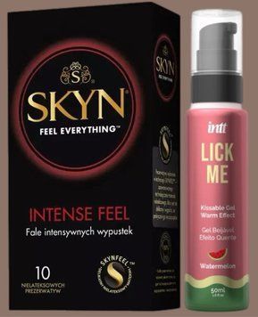 Комплект SKYN Intense Feel 10 шт+Гель INTT Lick Me Kissable Gel Watermelon 50 мл SOS5701 фото