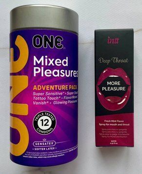Комплект ONE Mixed Pleasures 12 шт і Спрей для оральних ласк Intt Deep Throat Oral Spray (12 мл) SOS1394 фото