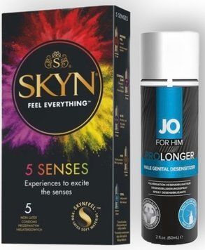 Набір з SKYN 5 Senses + Пролонгатор System JO Prolonger Spray with Benzocaine (60 мл) SOS8853 фото