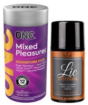 Комплект 12 шт ONE Mixed Pleasures + Гель Sensuva Lic-o-licious Salted Caramel (50 мл) SOS6102 фото