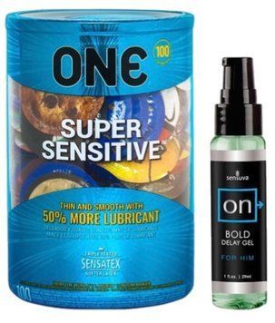 Набор из ONE Super Sensitive 100 шт + Пролонгатор Sensuva - ON Bold (29 мл) SOS9500 фото