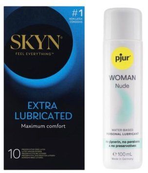 Комплект Skyn Exstra Lube 10 шт + Woman Nude 100 мл SOS13312 фото