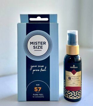 Mister Size - Pure Feel - 57 (10 шт) и Лубрикант Sensuva - Ultra-Stimulating On Insane Cherry Pop 57 ml SOS1034 фото